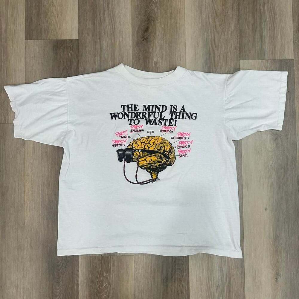 Vintage 80s The Mind Is A Wonderful Thing To Waste T-Shirt XL Crop Top